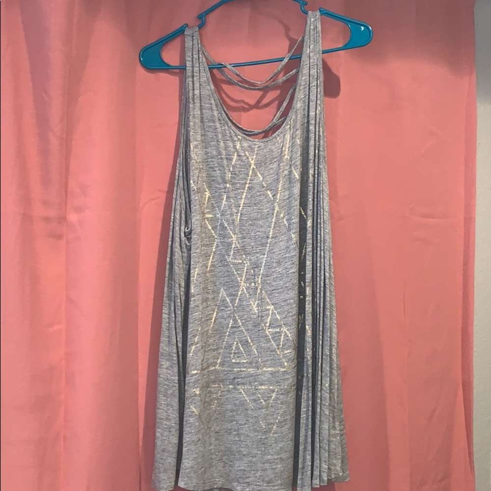 Grey and gold flowy tank